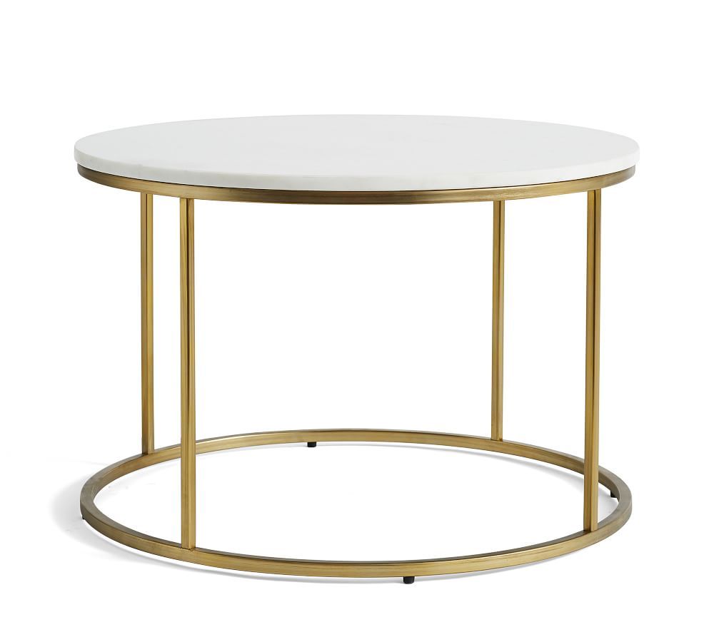 Delaney 25&amp;quot; Round Marble Coffee Table, Bronze | Pottery Barn (US)