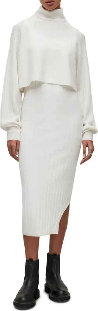 AllSaints Margot Rib Dress with Turtleneck Sweater | Nordstrom | Nordstrom