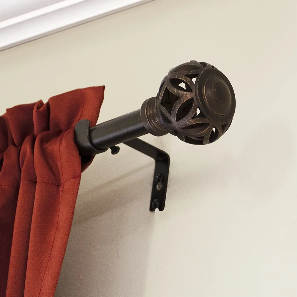 Mainstays 3/4" Oil-Rubbed Bronze Knob, Single Curtain Rod, 30-84", Bronze | Walmart (US)