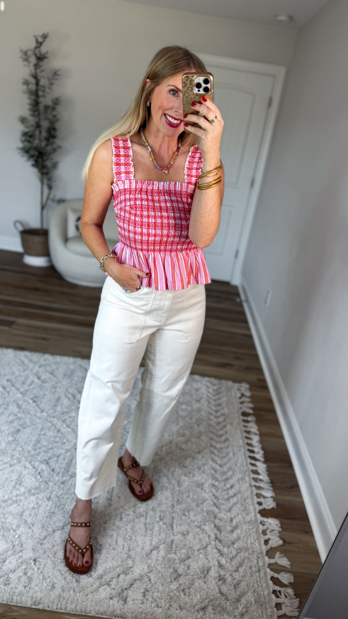Daily try on, Walmart outfit, Walmart fashion, Walmart try on, Walmart style, free assembly, smocked top, white jeans

#LTKootd #LTKmomlife
