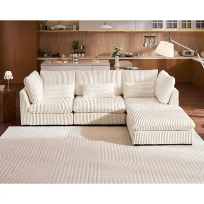 Cloud Sofa Sectional Oversized Modular Sofa,120" 4 Seater Corduroy Wide Seat Sectional with Reversible Chaise,Big Sleeper Sofa Bed with Ottoman | Wayfair North America