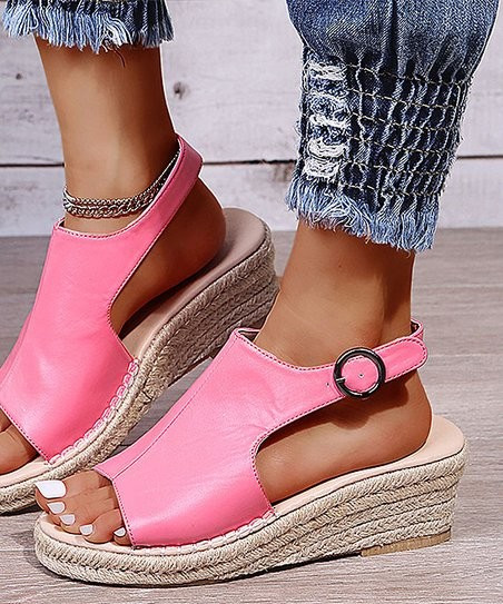 Pink Peep-Toe Espadrille Sandal - Women | Zulily
