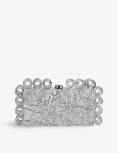 Cult Gaia
            
                
        	Womens Silver Harlow Pearl-fleck Acrylic Clutch ... | Selfridges