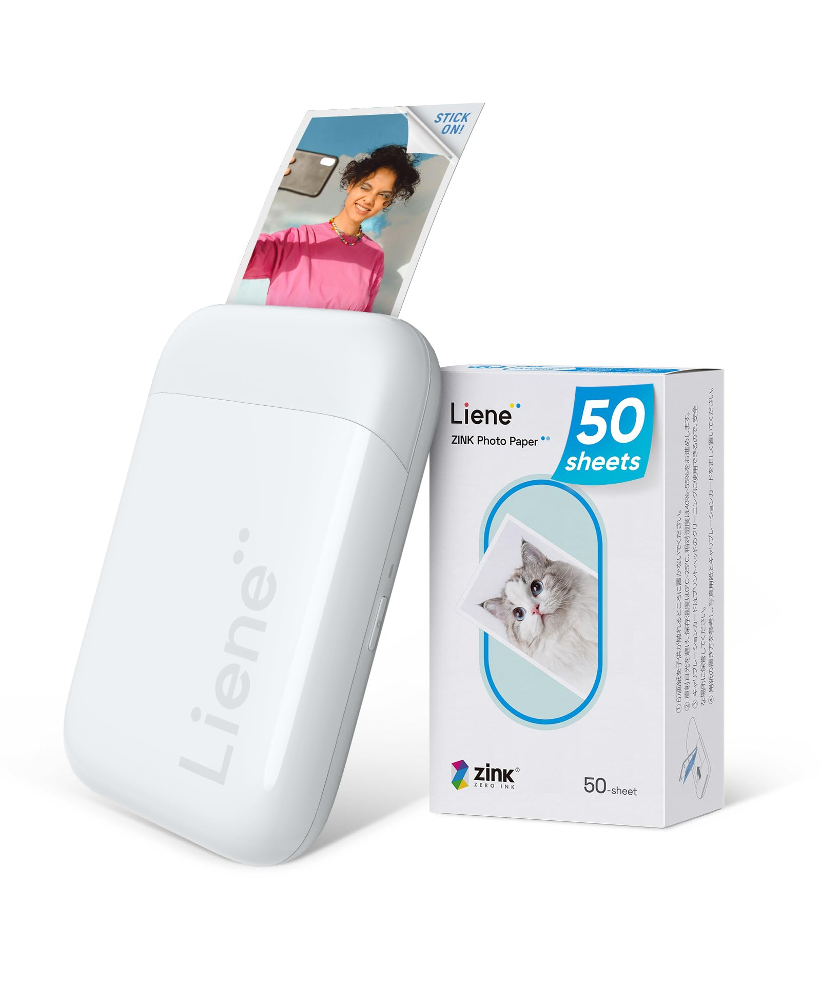 Liene 2x3” Photo Printer, Mini Instant Portable Color Mono Picture Printer Bundle 50 Zink Adhesive Paper, Bluetooth 5.0, Compatible w/iOS & Android, Small Phone Sticker for iPhone, Smartphone, White | Amazon (US)