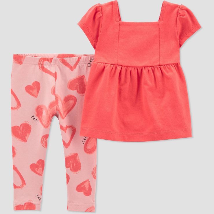 Carter's Just One You® Baby Girls' Heart Short Sleeve Top & Bottom Set - Pink | Target