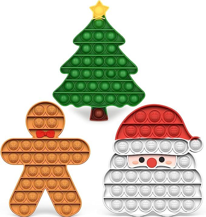 Christmas Decorations Pop Fidgets Toys - Push It Bubbles Sensory Toy Christmas Party Decor Santa ... | Amazon (US)