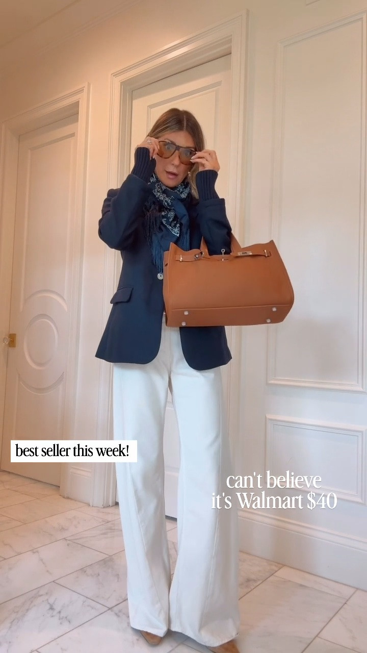 I'm wearing size small in the blazer. Size down in the jeans!