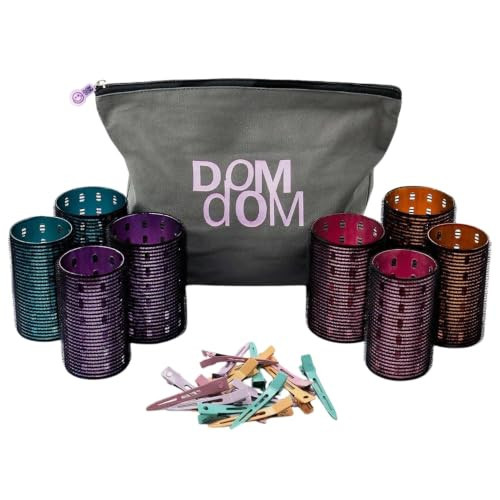 Dom Dom Metal Hair Rollers, Heatless Volume Set, 2 Sizes, Clips & Bag | Amazon (US)