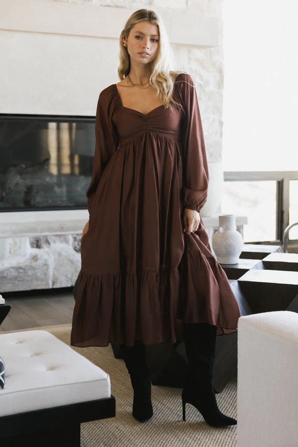 Rael Midi Dress in Brown | Böhme US