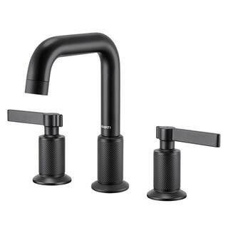 Barolo 8 in. Widespread 2 Handle Art Deco Bathroom Sink Faucet in Matte Black | The Home Depot