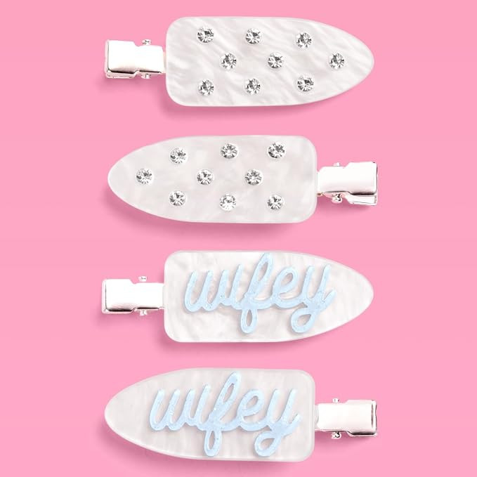 xo, Fetti 4pc Wifey Beauty Acrylic Hair Clips | Bachelorette Accessory Gift | Amazon (US)