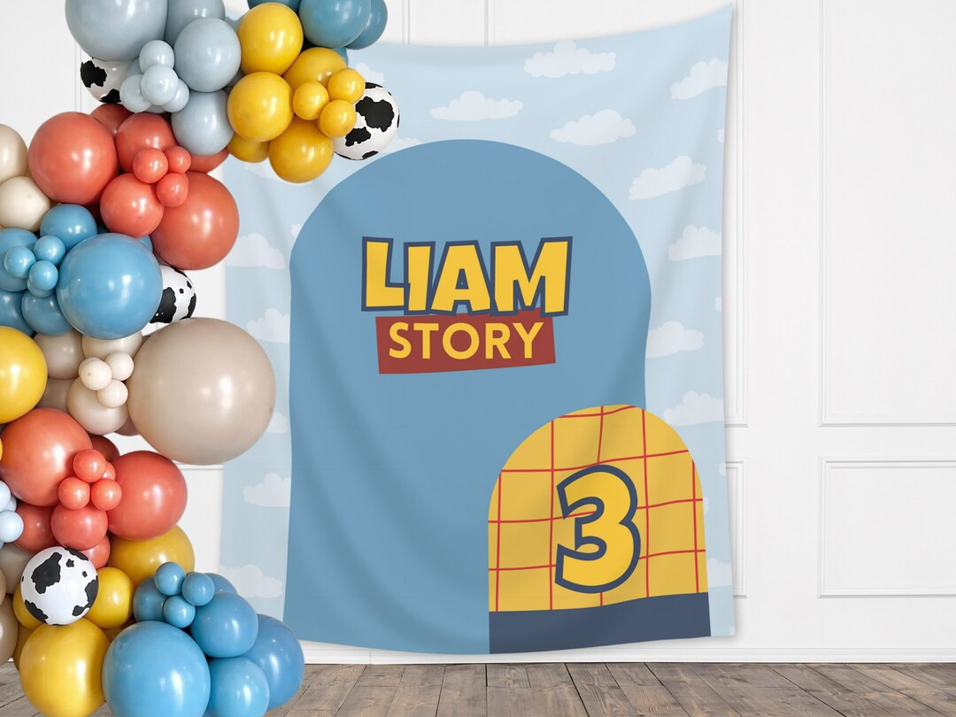 Birthday Story Custom Backdrop | Boy Birthday Party Theme | Cloud Banner | Classic Bright, Muted ... | Etsy (US)