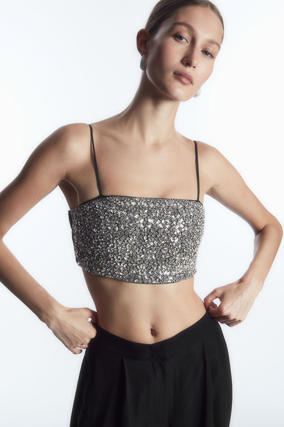 CRYSTAL-EMBELLISHED BUSTIER - BLACK - Tops - COS | COS (US)