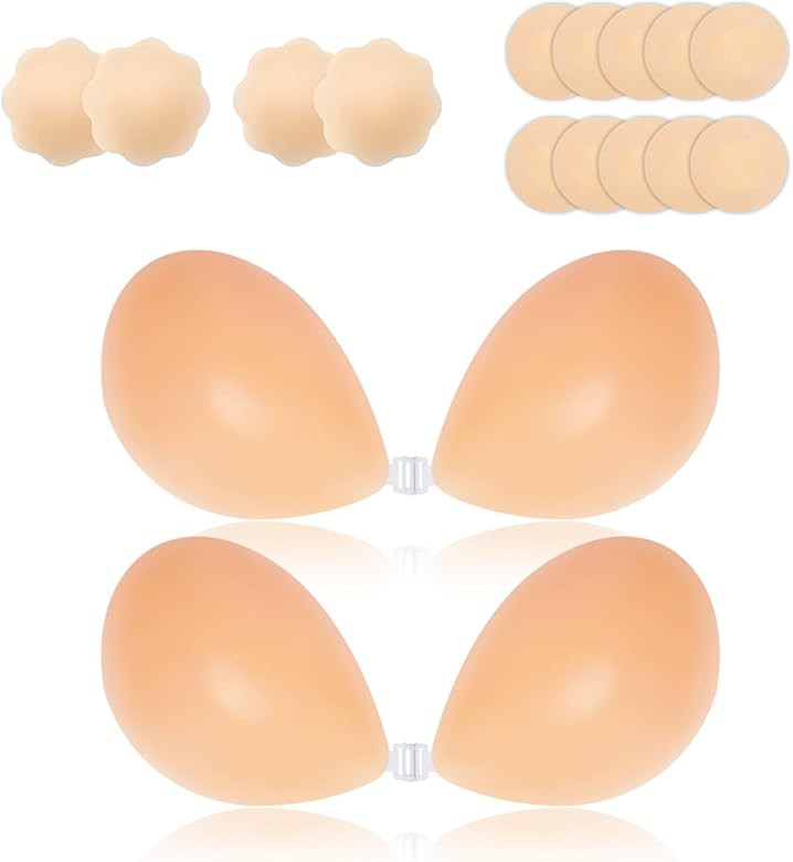 2 Pack Sticky Strapless Bra Invisible Push Up Adhesive Bra Silicone Bras Silicone Bras for Women ... | Amazon (US)