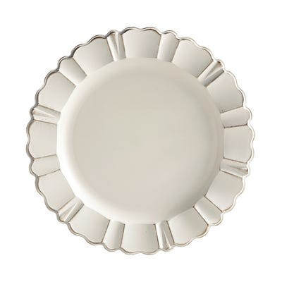 Antiqued Ivory Melamine Scalloped Charger Plate | Pier 1 Imports