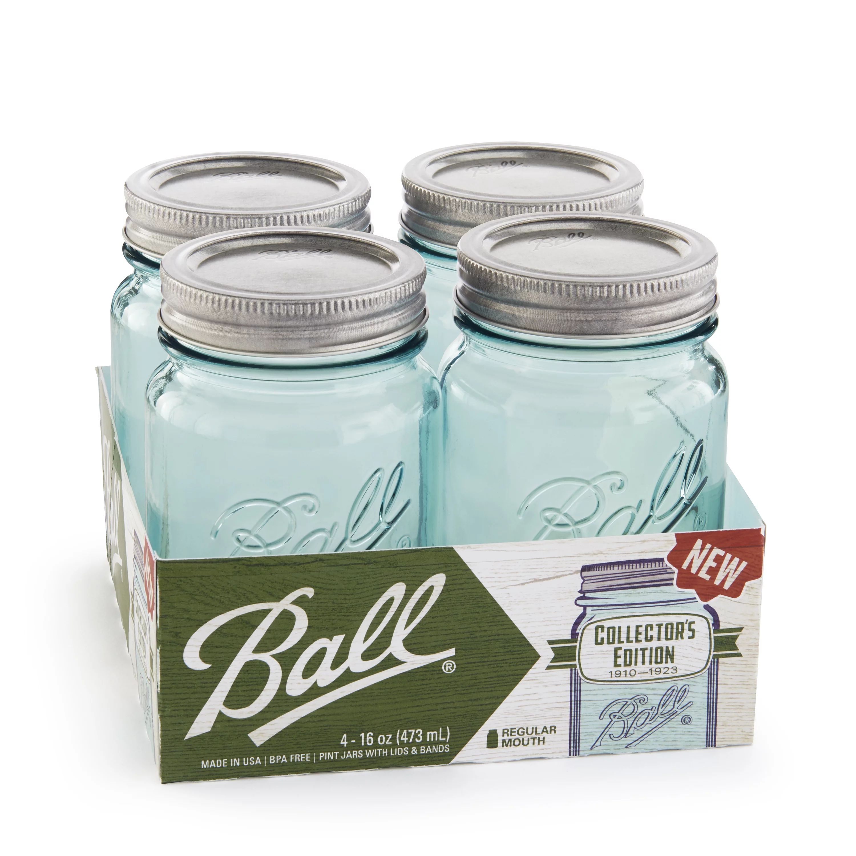 Ball Aqua Vintage Regular Mouth Half Pint Glass Mason Jars, 8 oz, 4 Pack | Walmart (US)