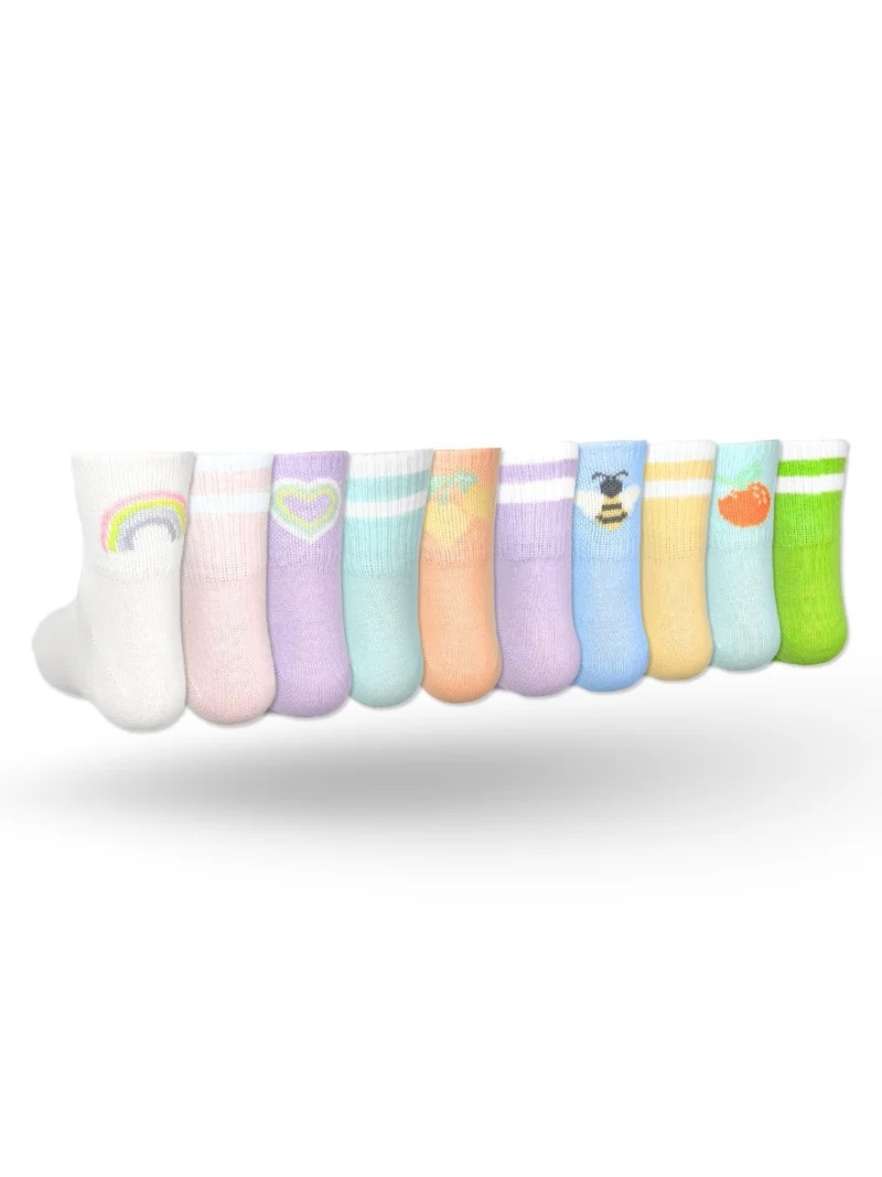 Wonder Nation, Girls Ankle Icon Socks, 10-Pack, Sizes S-L | Walmart (US)