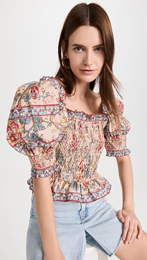 Tess Print Puff Sleeve Smocked Top | Shopbop