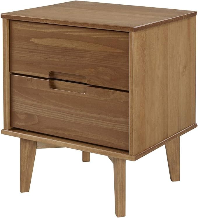 Walker Edison Mid Century Modern Grooved Handle Wood Nightstand Side Table Bedroom Storage Drawer... | Amazon (US)