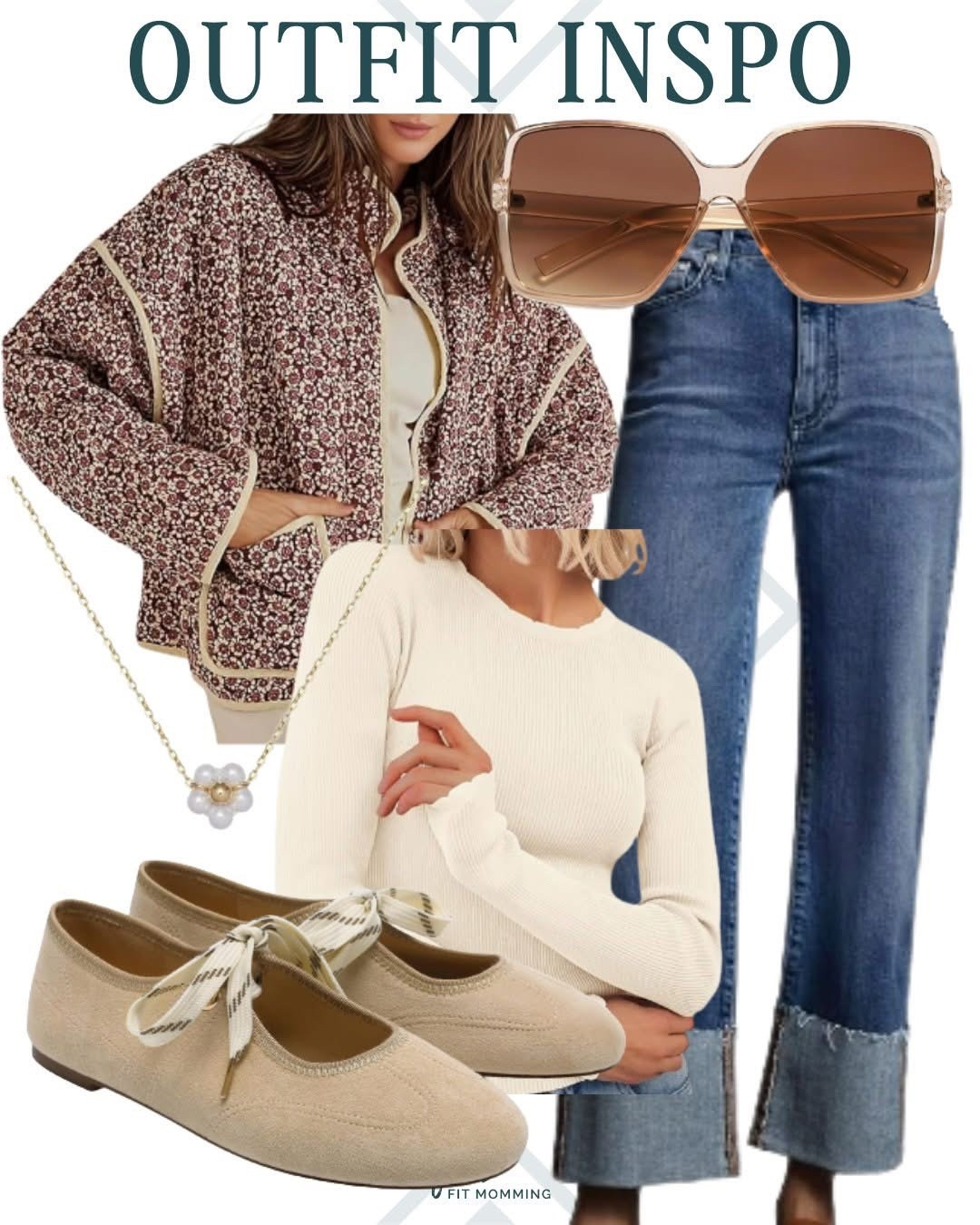 Obsessed with this quilted jacket & lace up ballet flats 😍 

 #LTKootd