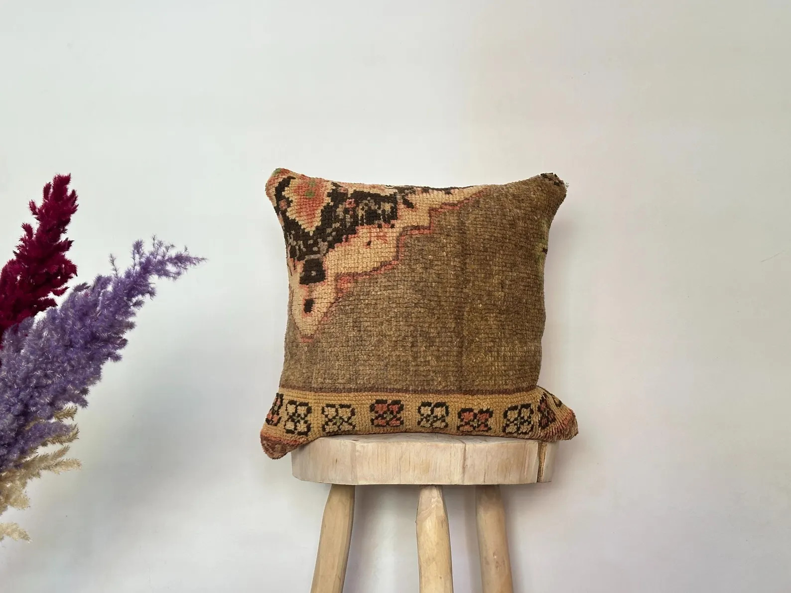Vintage Moroccan Wool Pillow – Handmade Tribal Cushion Cover, Antique Kilim Carpet Cushion, Dec... | Etsy (Global)