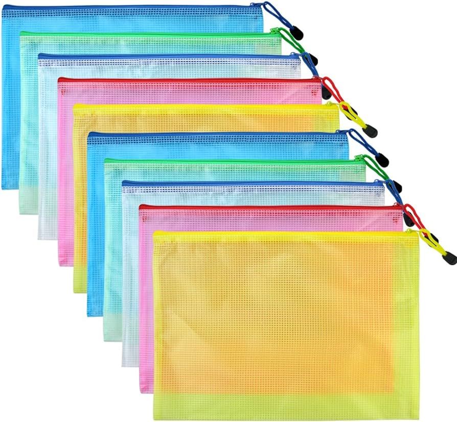 10 pcs A4 Zipper File Bags, baotongle Zippered Waterproof PVC Pouch Plastic Zip Document Filing F... | Amazon (CA)