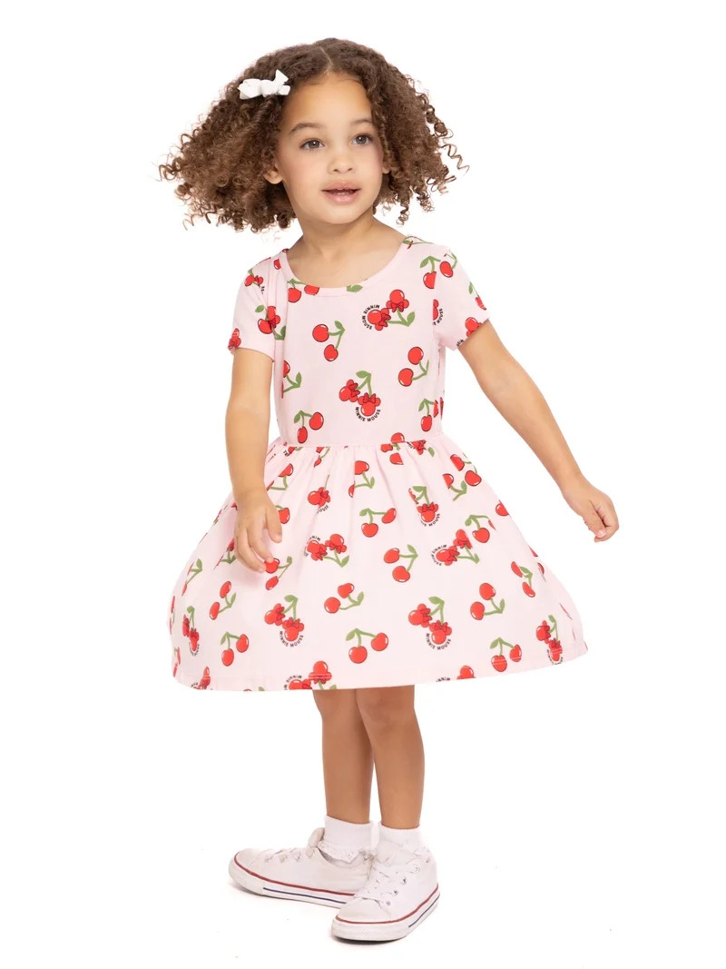Minnie Mouse Toddler Girl Allover Print Dress with Short Sleeves, Sizes 12M-5T | Walmart (US)