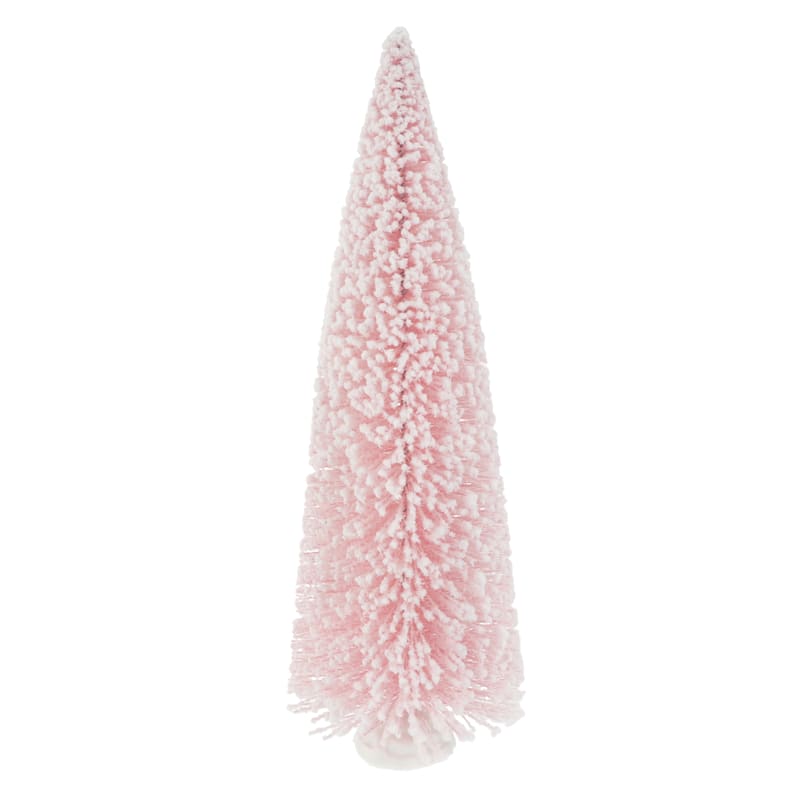 Mrs. Claus' Bakery Pink Glittered Bottle Brush Tree, 15" | At Home
