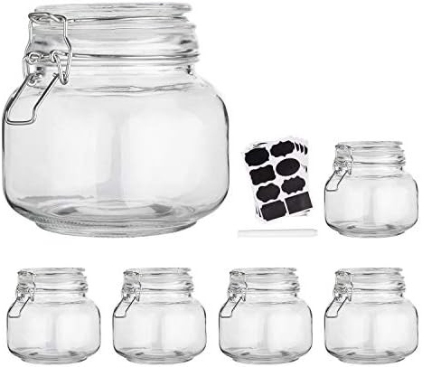 Amazon.com: Glass Kitchen Storage Canister Mason Jars with Lids,32oz Airtight Glass Canister with... | Amazon (US)