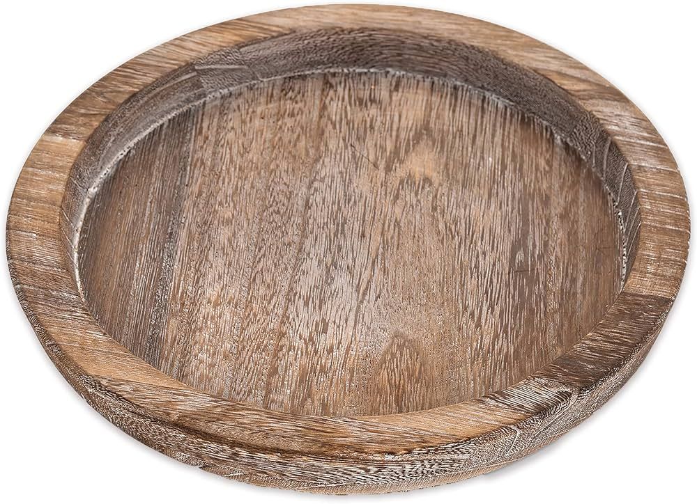 ICAROOM Rustic Wooden Serving Tray - Round Wood for Coffee Table, Candle Holder Home Decor, Small... | Amazon (US)