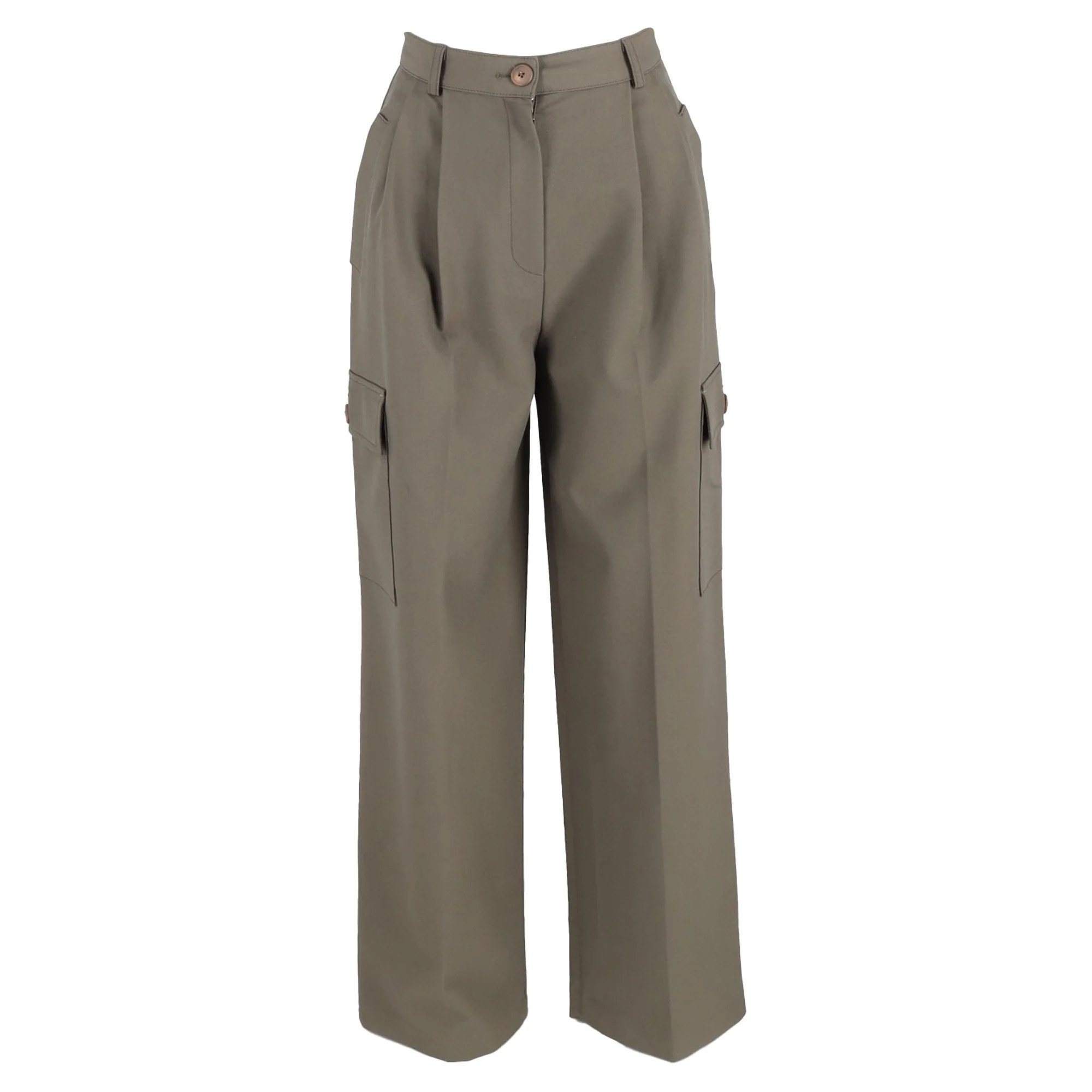 The Frankie Shop Maesa Cargo Pants in Khaki Polyester | Shop Simon
