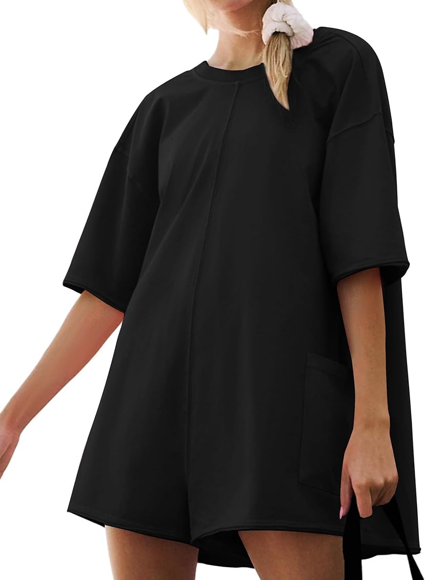 Athletic Romper for Women Casual with Pockets Workout Tee Rompers Oversized Vacation Outfits for ... | Amazon (US)