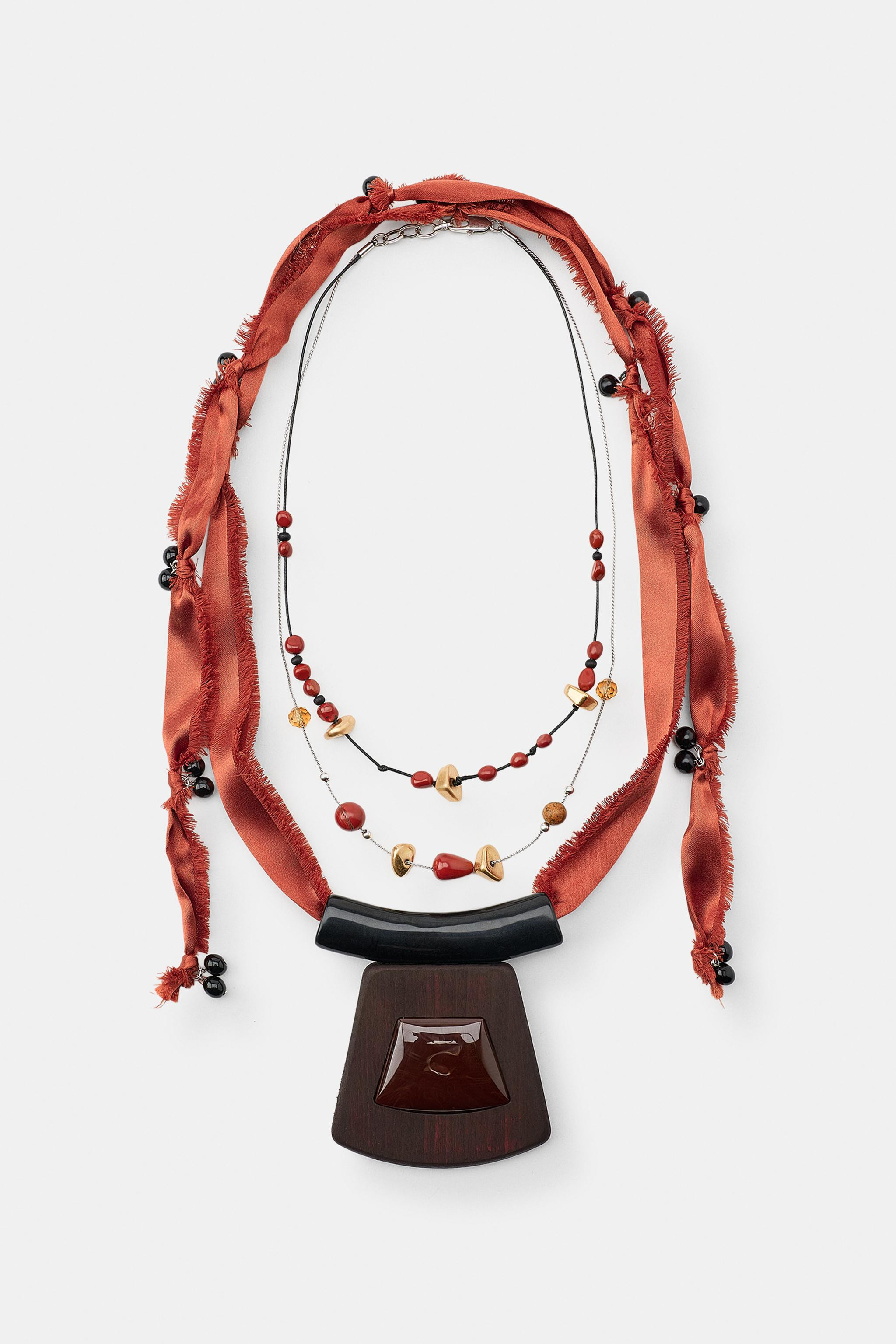 PACK OF 2 WOVEN STONE BEAD NECKLACES | Zara US