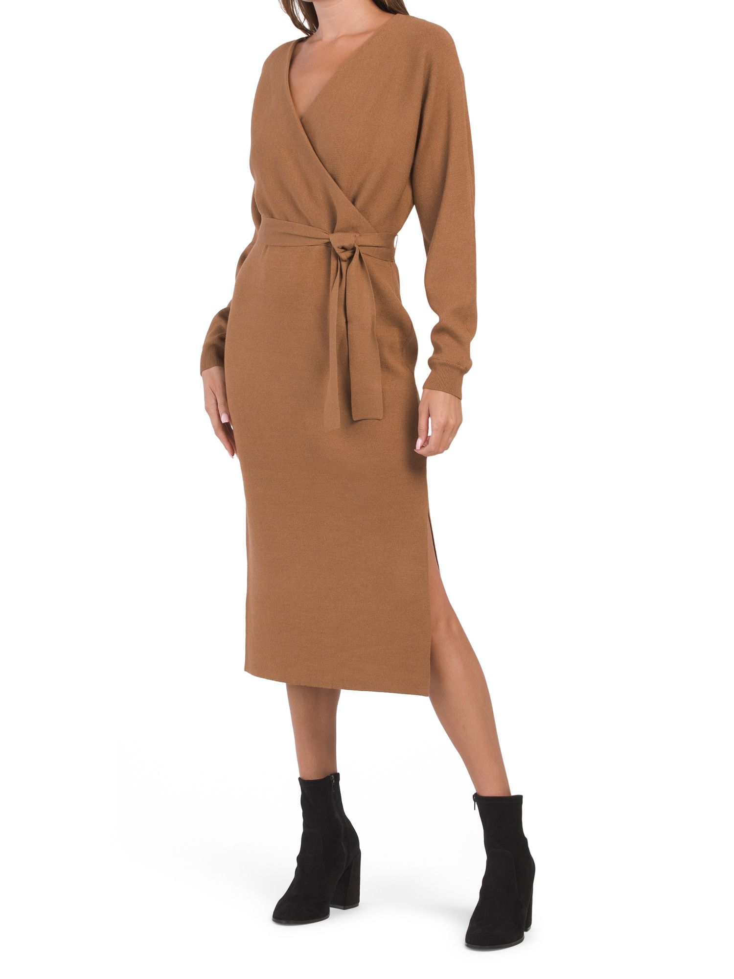 Long Sleeve Wrap Sweater Dress | TJ Maxx