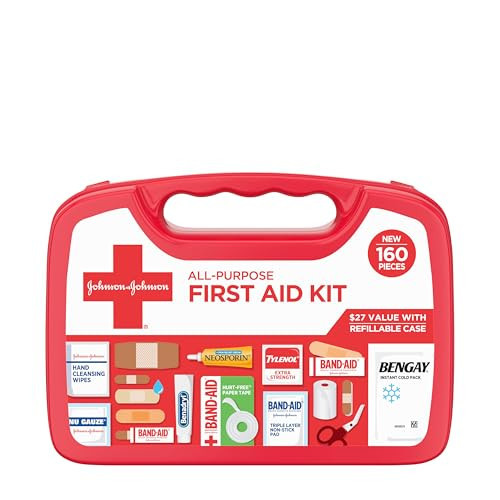 All-Purpose Portable Compact First Aid Kit for Minor Cuts, Scrapes, Sprains & Burns, Perfect for Home, Car, Travel, Camping Essentials & Outdoor Emergency Kit, 160 Pieces | Amazon (US)