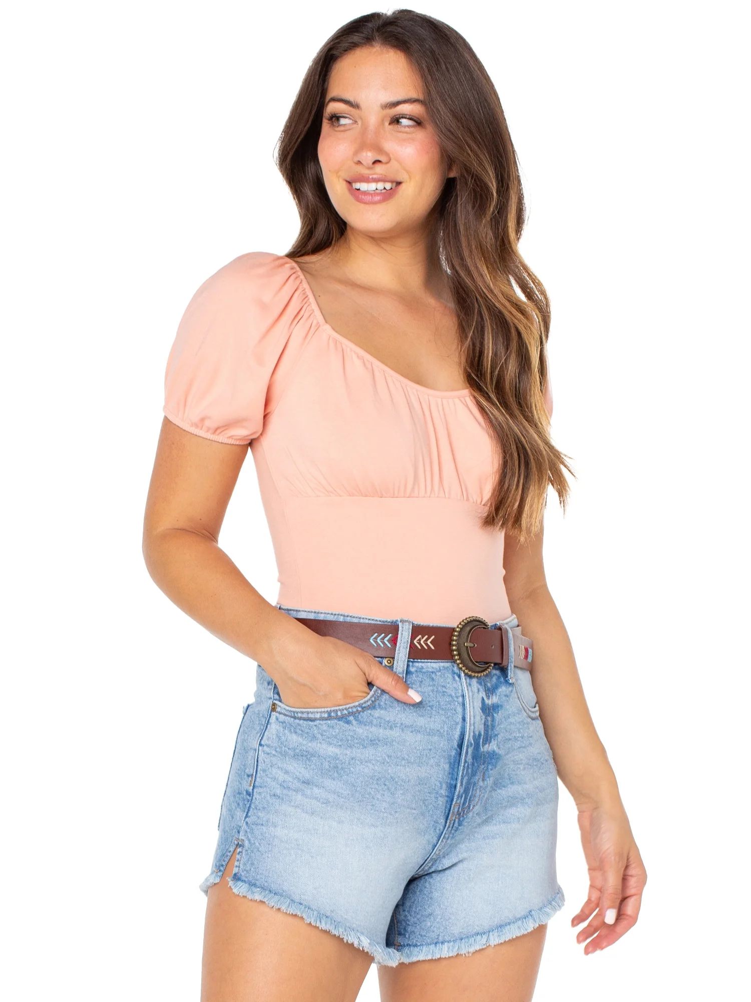 Celebrity Pink Juniors Puff Sleeve Bodysuit | Walmart (US)