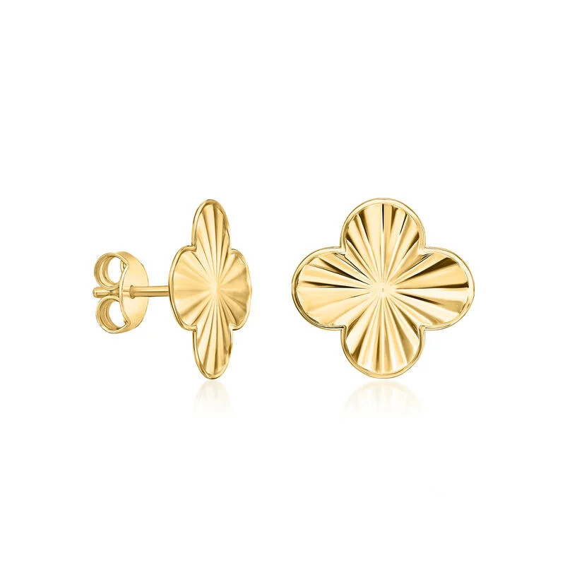 Italian 14kt Yellow Gold Clover Stud Earrings | Ross-Simons