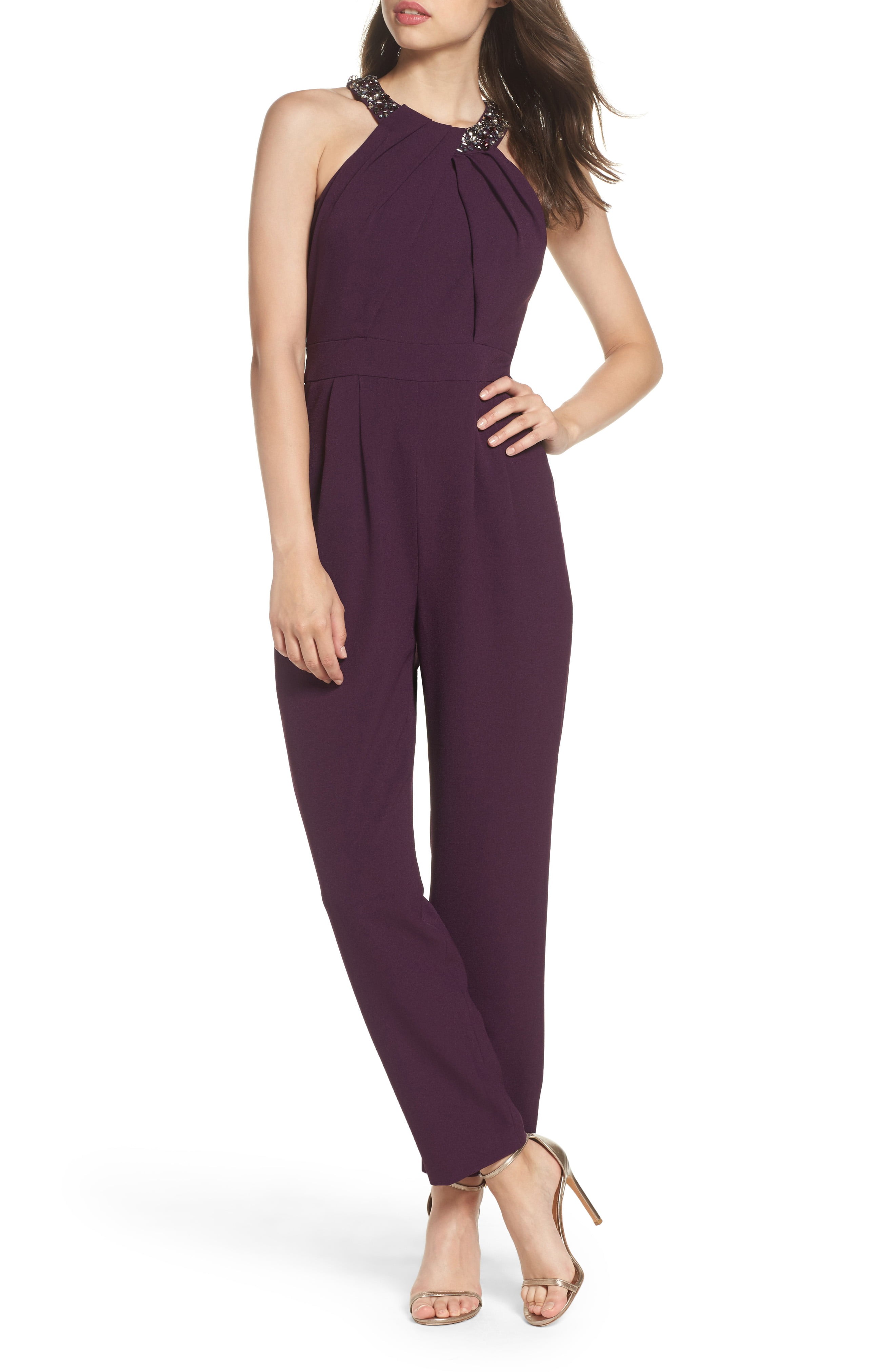 purple jumpsuit wedding