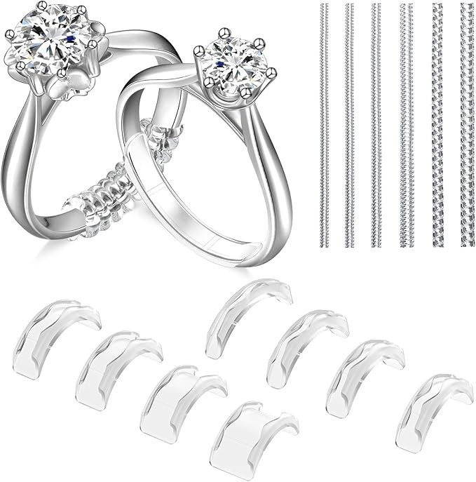 Ring Sizers for Loose Rings, 14 Pack Invisible Ring Size Adjuster Silicone, Ring Guards Spacer Ti... | Amazon (US)