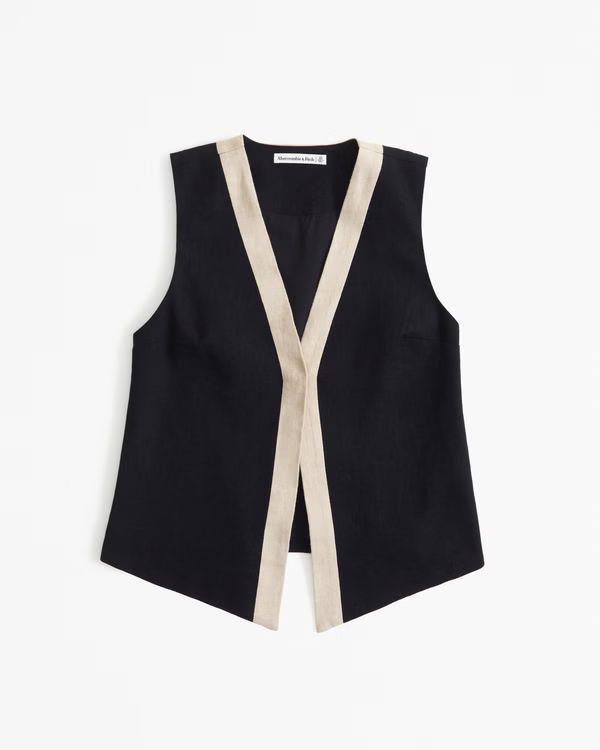 Women's Linen-Blend Colorblock Vest | Women's New Arrivals | Abercrombie.com | Abercrombie & Fitch (US)