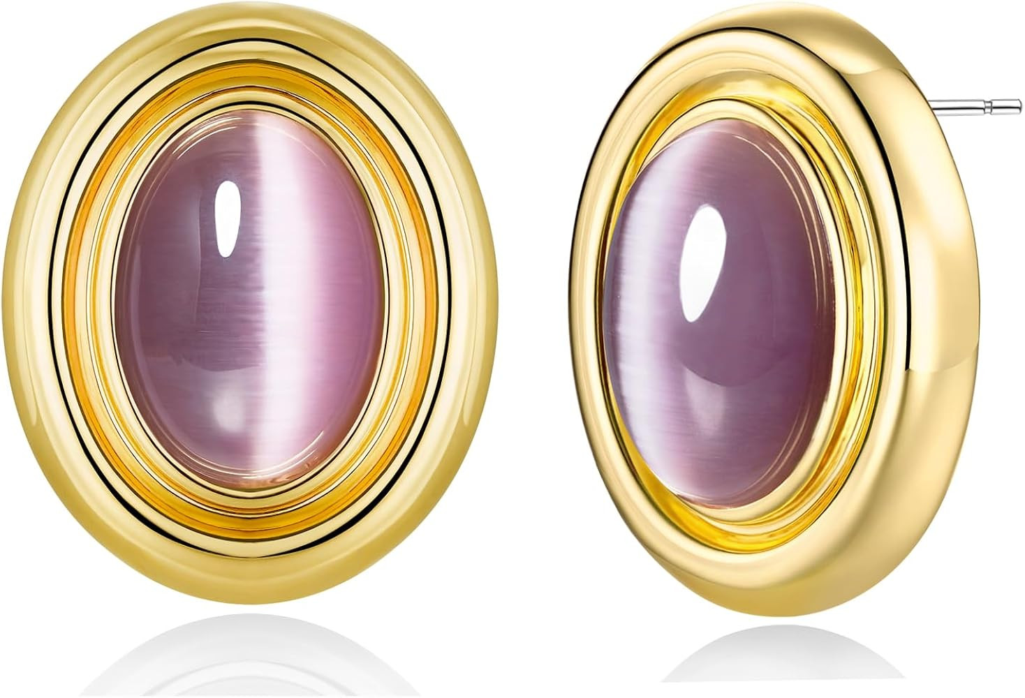 18K gold plated Medium Oval Button Chunky Statement Earrings for Women by SNGIA, (Turquoise, Carn... | Amazon (US)