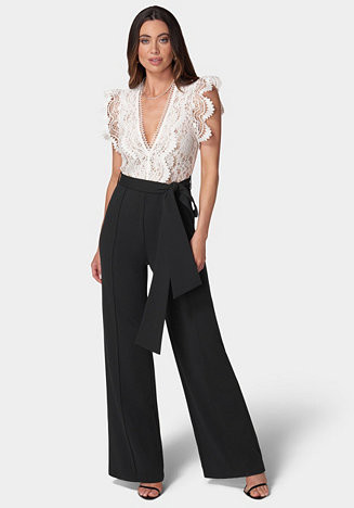 Women's Ruffle Lace Jumpsuit | Macy's