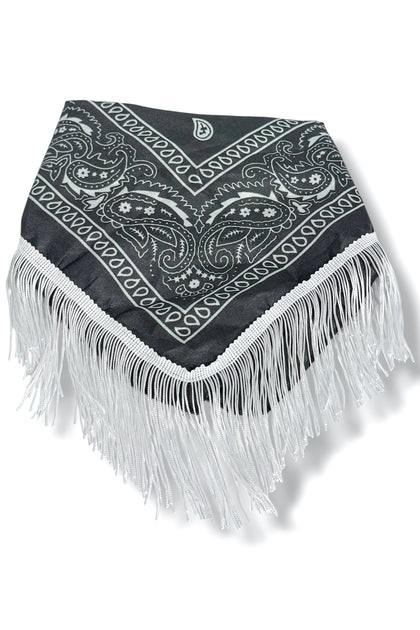 Bring It Out Black Western Fringed Paisley Print Scarf | The Willow Tree