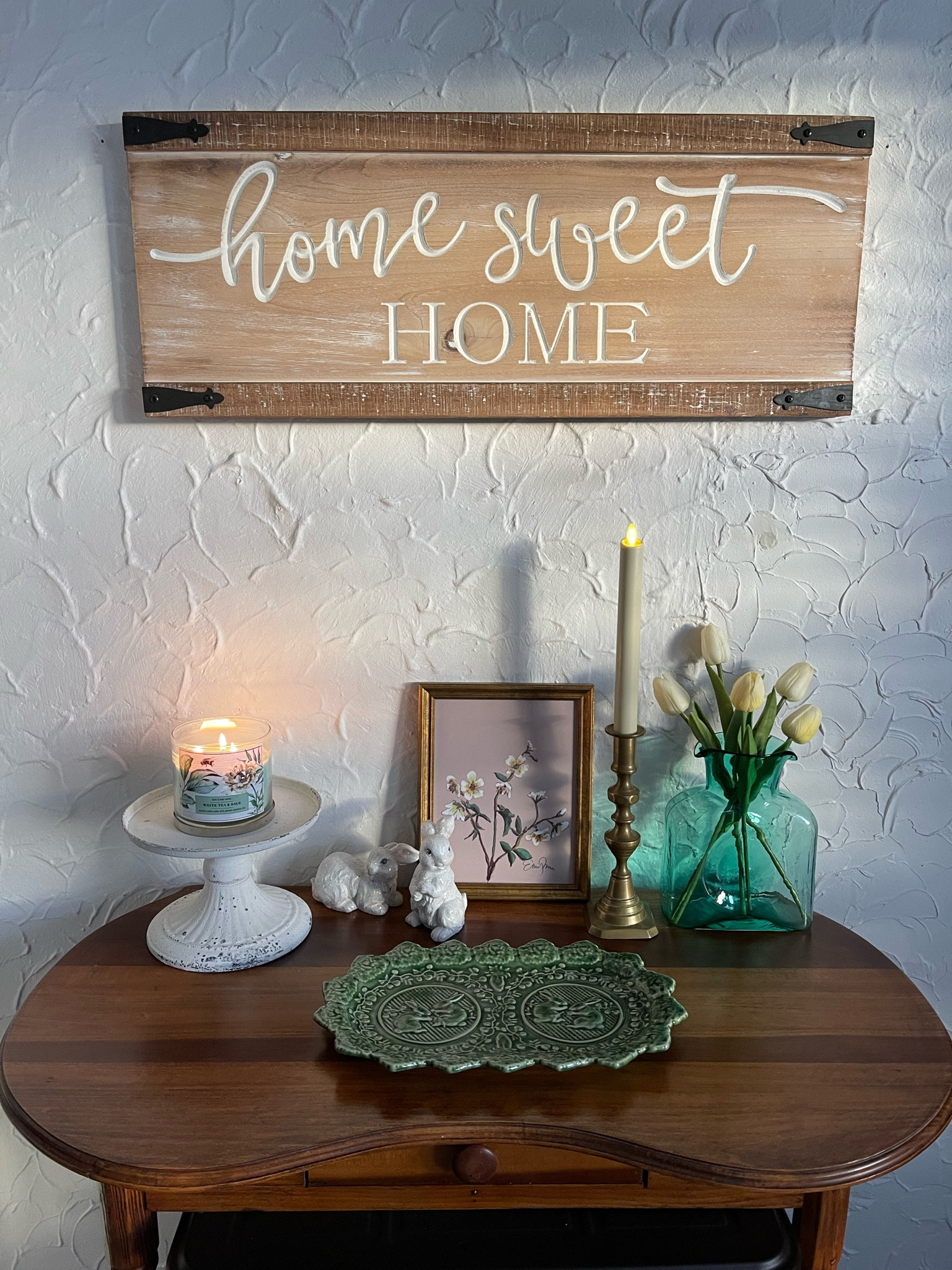 Spring home decor, Easter decorations, tabletop decor, living room decor, faux florals, candle holder 

#LTKunder50 #LTKhome #LTKstyletip