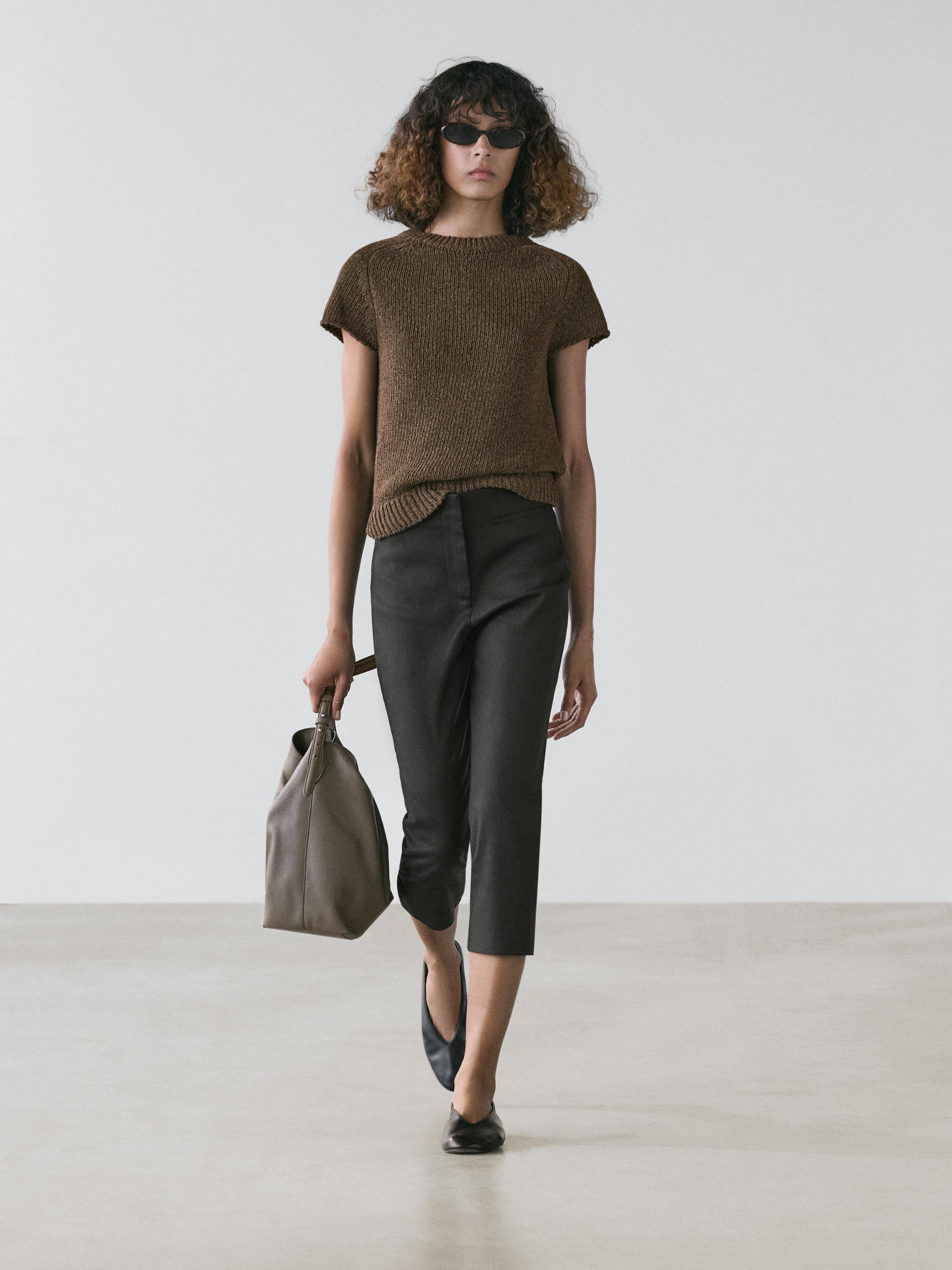 Linen blend capris | Massimo Dutti UK