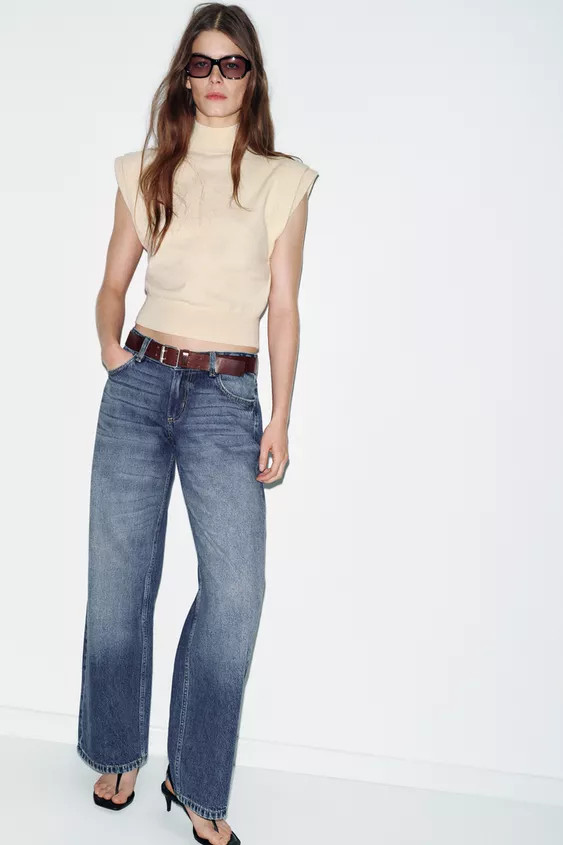 KNIT TOP WITH PADDED SHOULDERS | Zara UK