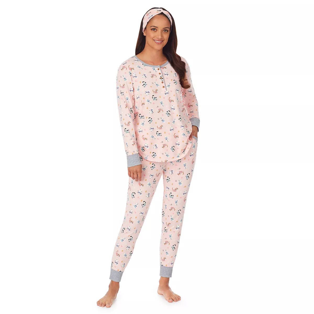 Women's Cuddl Duds® 3-pc. Henley Pajama Top, Banded Bottom Pajama Pants & Headband Set | Kohl's
