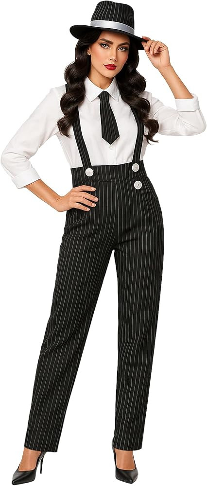 fun shack 20s Gangster Costume for Women, 1920s Mobster Outfit, Halloween Costume for Women | Amazon (US)