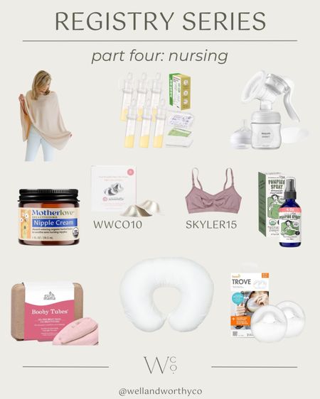 Part four of the registry series is nursing focused! 

The nursing cups aren’t linkable, but head to silveretteusa.com to use my code WWCO10! 

Bodily code is SKYLER15 for 15% off orders 125 +! 

#LTKkids #LTKbump #LTKbaby