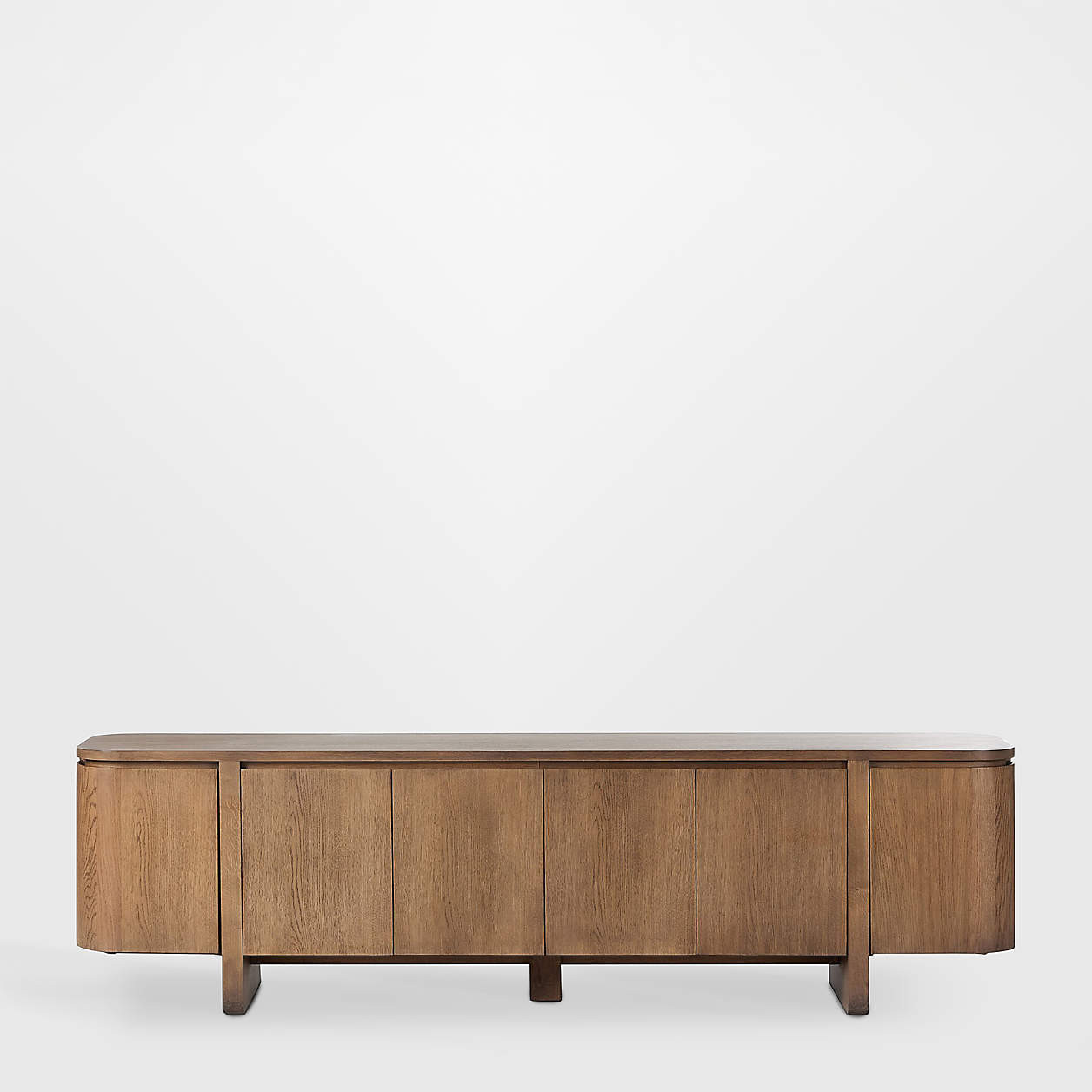 Elle 92" Natural Oak Wood Storage Media Console | Crate & Barrel
